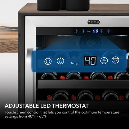 Whynter BWR‑408SB 24″ Built‑In/Undercounter 46‑Bottle Wine Refrigerator – Stainless Steel Trim, Digital Control & Lock