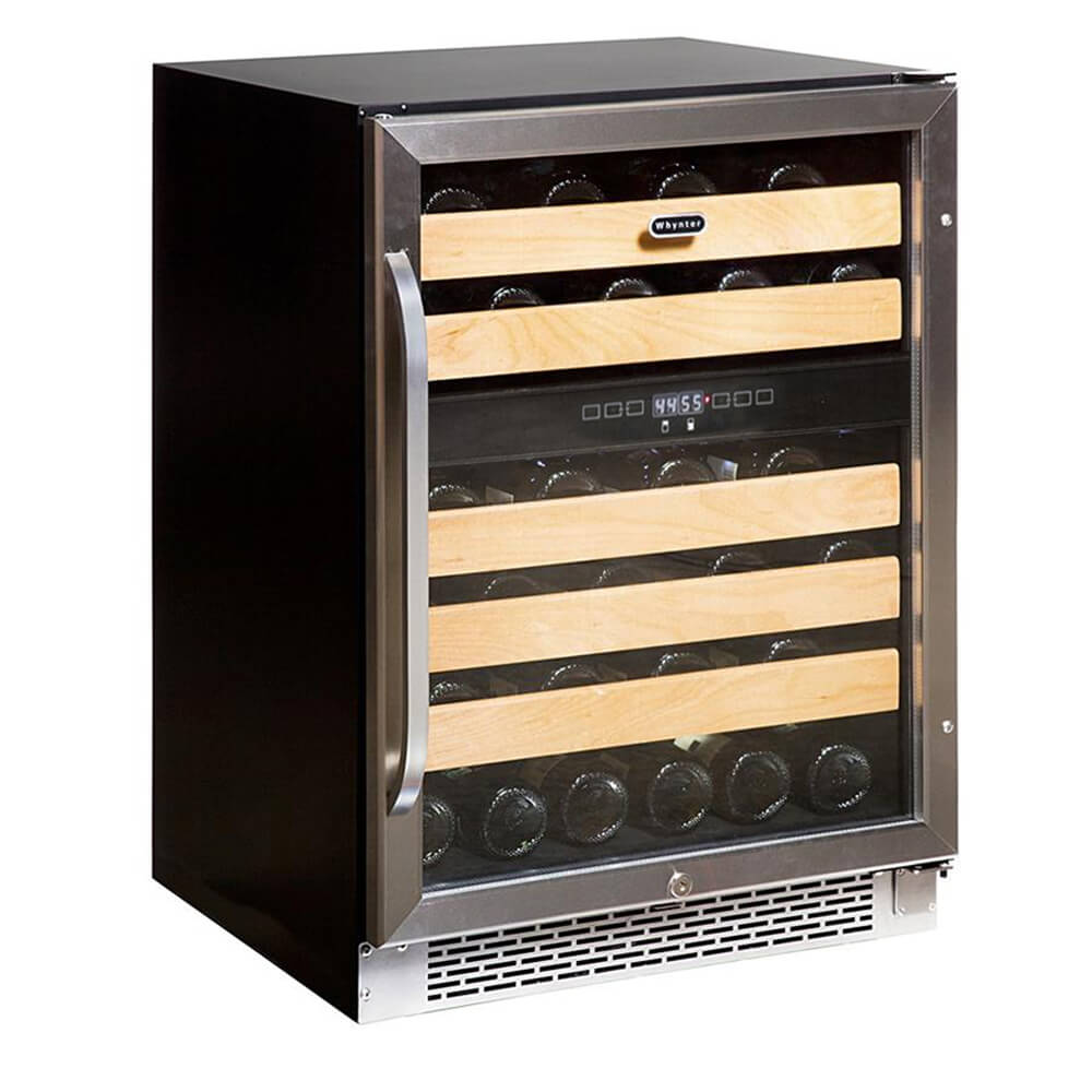 Whynter BWR‑462DZ 46‑Bottle Dual‑Zone Built‑In Wine Refrigerator – 24″ Width, Stainless Steel Trim