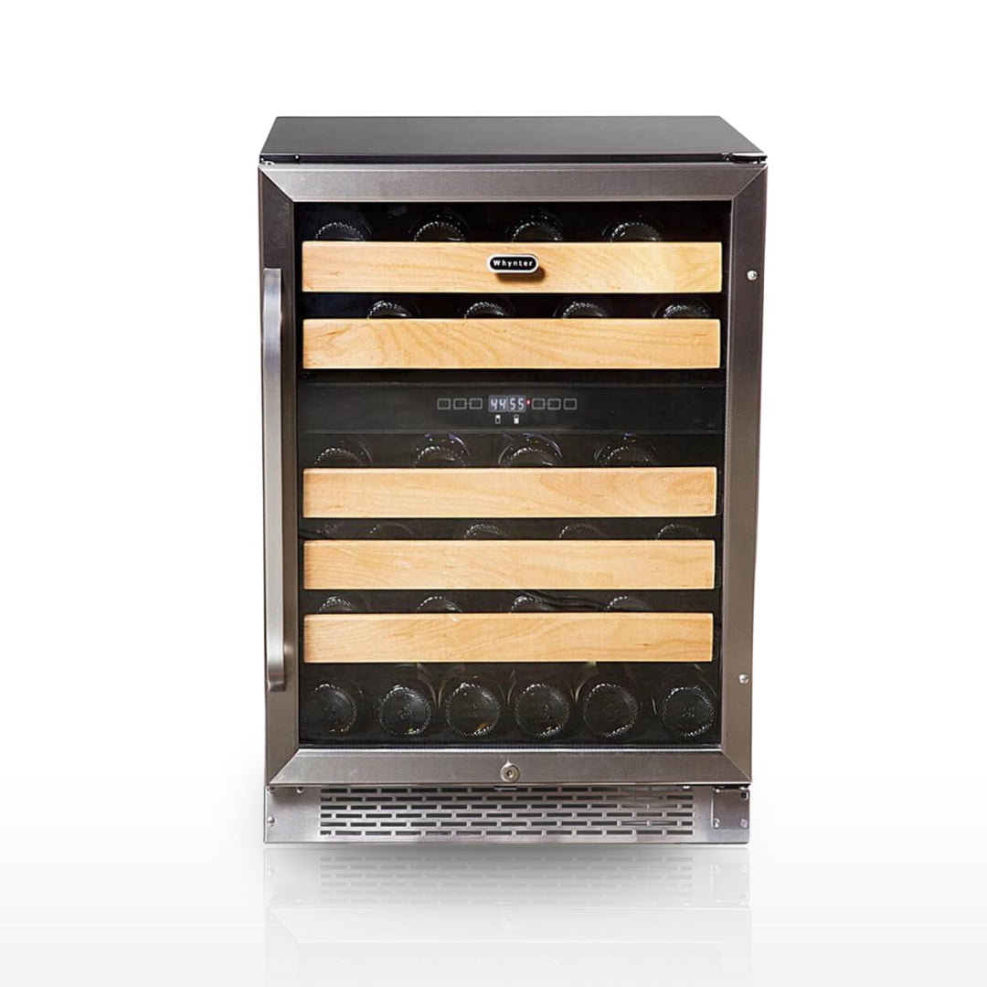 Whynter BWR‑462DZ 46‑Bottle Dual‑Zone Built‑In Wine Refrigerator – 24″ Width, Stainless Steel Trim