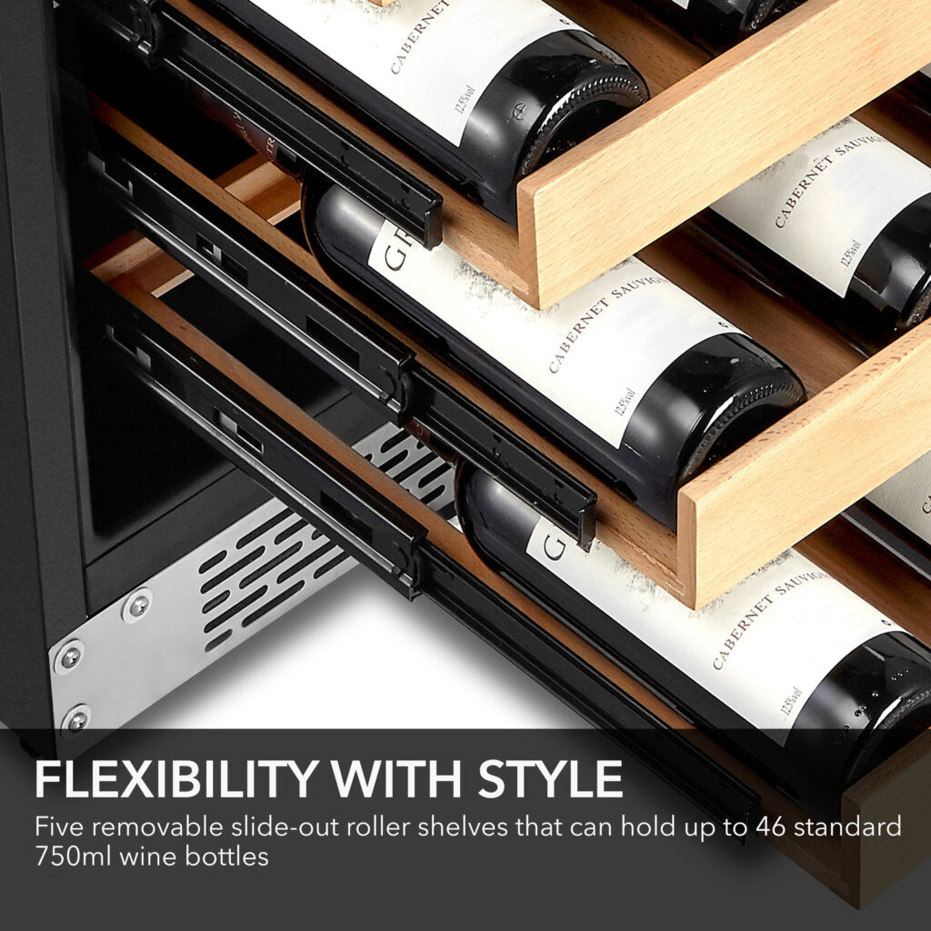 Whynter BWR‑462DZ 46‑Bottle Dual‑Zone Built‑In Wine Refrigerator – 24″ Width, Stainless Steel Trim