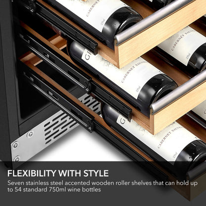 Whynter BWR‑545XS 54‑Bottle Built‑In/Undercounter Wine Refrigerator – Spectrum Lightshow, Stainless Steel Trim