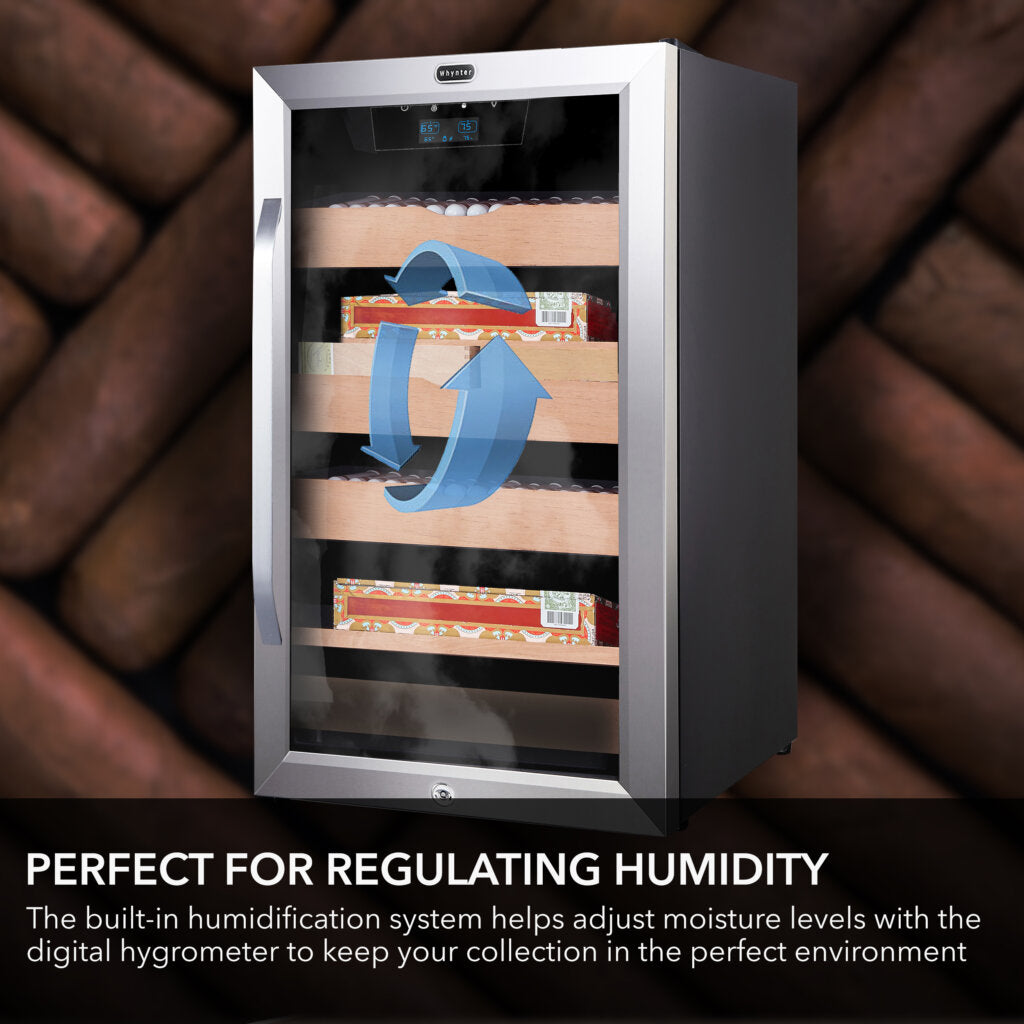 Whynter CHC‑421HC 4.2 cu ft Cigar Cabinet Cooler & Humidor – Holds 650+ Cigars, Temperature & Humidity Control
