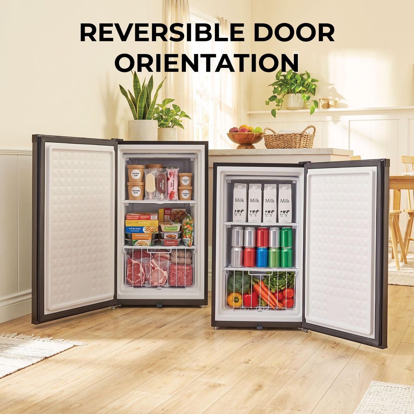 Whynter CUF-301BK Compact Convertible Fridge/Freezer – 3.1 Cu. Ft. Upright Refrigerator & Freezer with Lock, ENERGY STAR®, Black