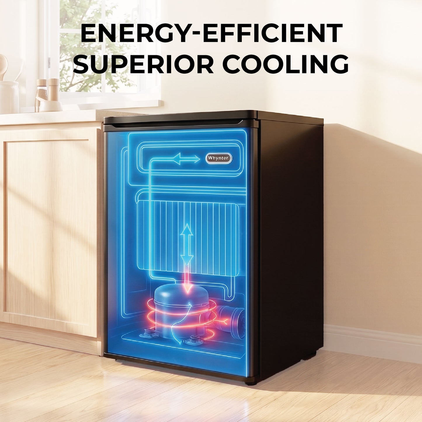 Whynter CUF-301BK Compact Convertible Fridge/Freezer – 3.1 Cu. Ft. Upright Refrigerator & Freezer with Lock, ENERGY STAR®, Black