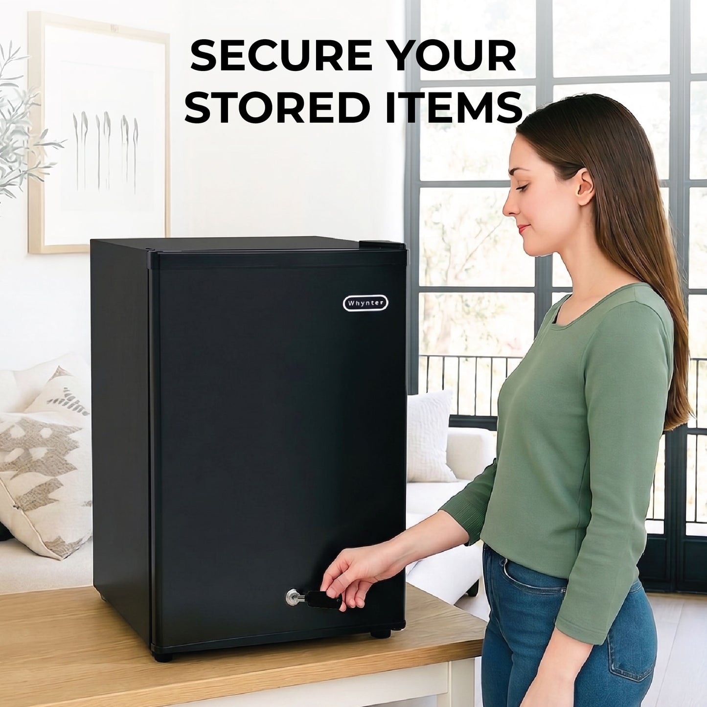 Whynter CUF-301BK Compact Convertible Fridge/Freezer – 3.1 Cu. Ft. Upright Refrigerator & Freezer with Lock, ENERGY STAR®, Black