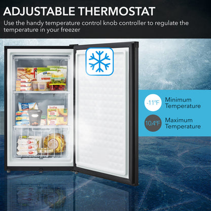 Whynter CUF-301BK 1.1 Cu. Ft. Compact Upright Mini Freezer with Lock – Energy Star Rated, Space-Saving Black Design