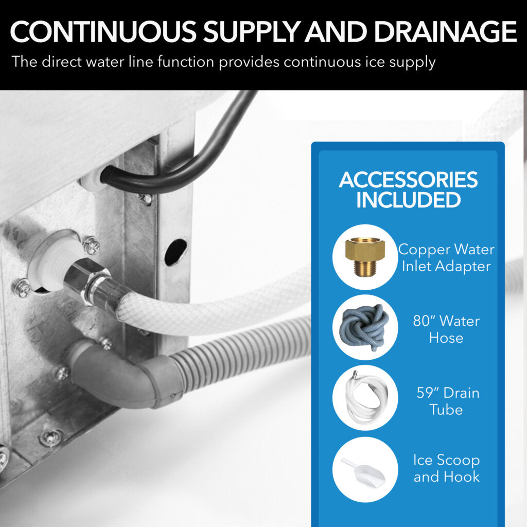 Whynter FIM‑450HS 15 in. 44 lbs Freestanding Ice Maker Bullet-shaped in Stainless Steel