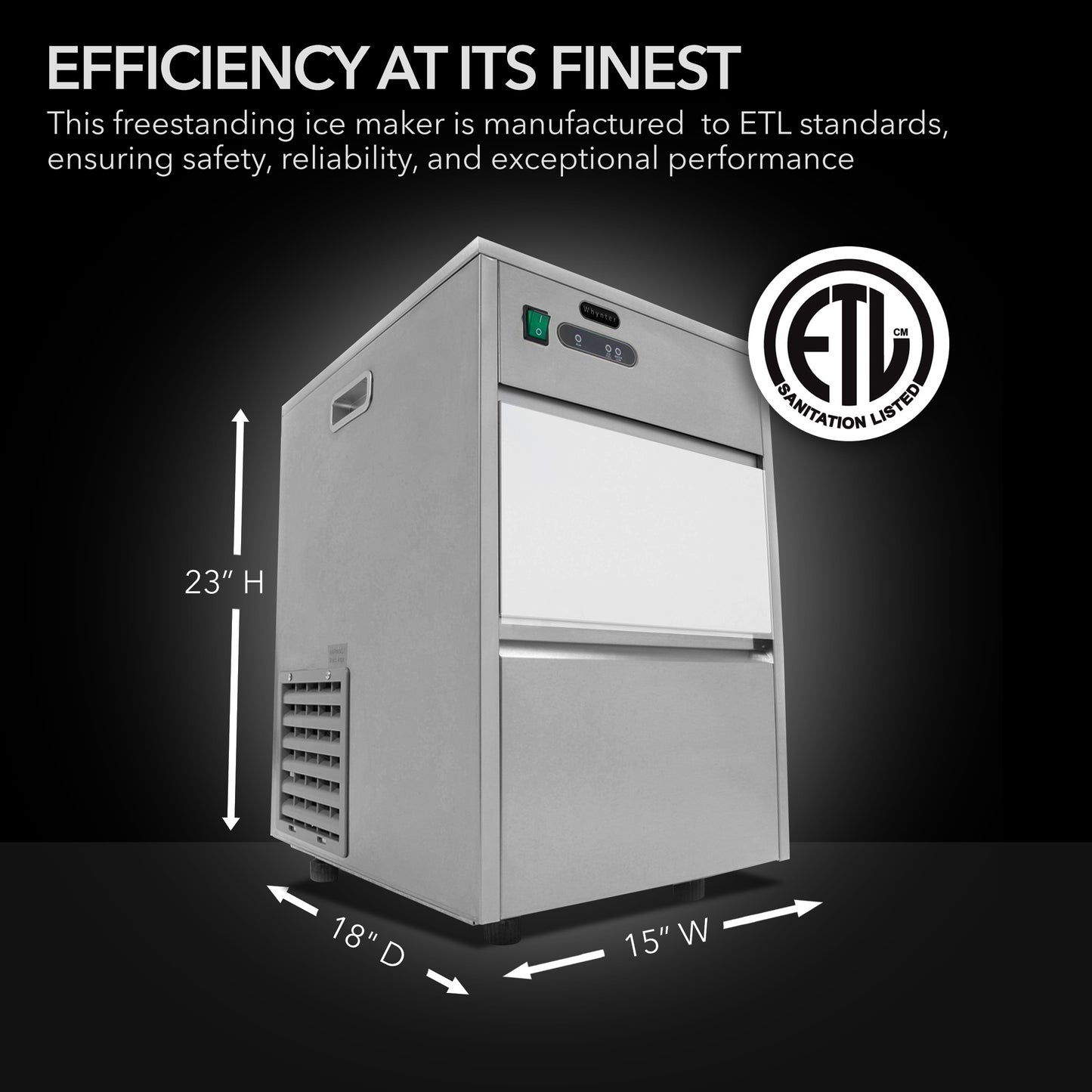 Whynter FIM‑450HS 15 in. 44 lbs Freestanding Ice Maker Bullet-shaped in Stainless Steel
