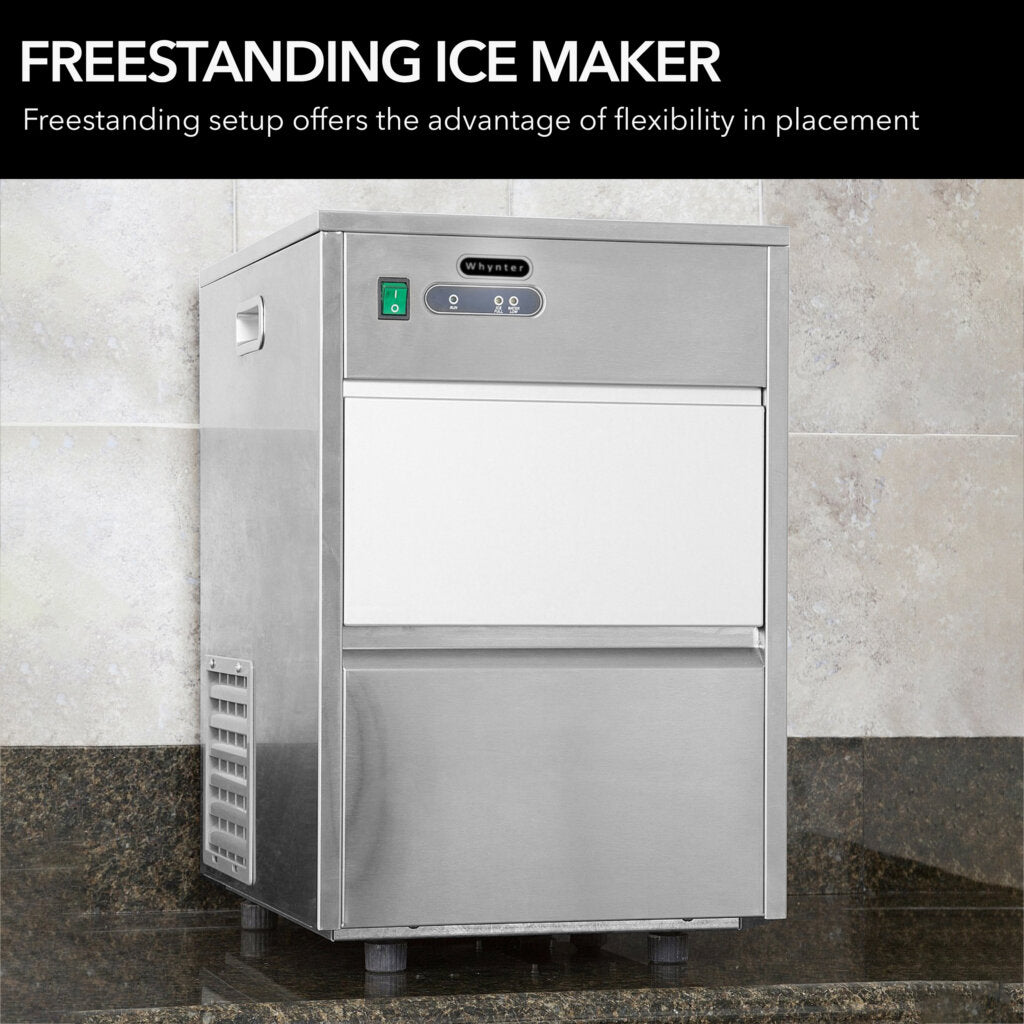 Whynter FIM‑450HS 15 in. 44 lbs Freestanding Ice Maker Bullet-shaped in Stainless Steel