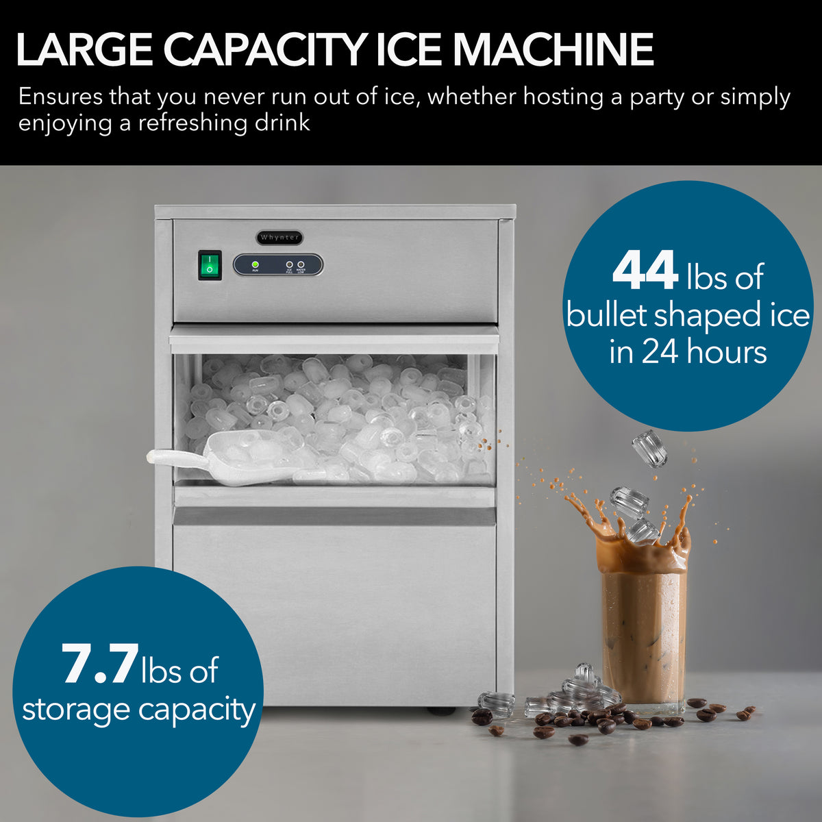 Whynter 44 Lb Freestanding Ice Maker | FIM-450HS