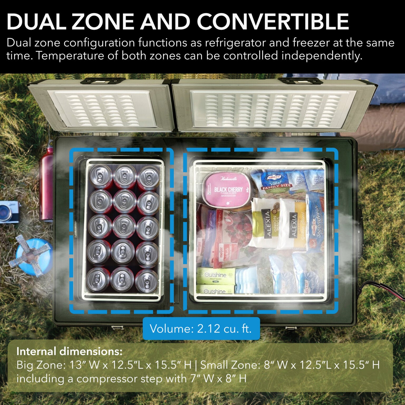 Whynter 62 Qt Dual Zone Portable Fridge/Freezer | FM-62DZ