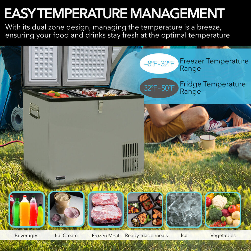 Whynter 62 Qt Dual Zone Portable Fridge/Freezer | FM-62DZ