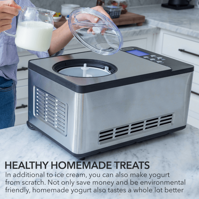 Whynter ICM-220SSY 2 Quart Automatic Compressor Ice Cream Maker & Yogurt Incubator Stainless Steel Finish