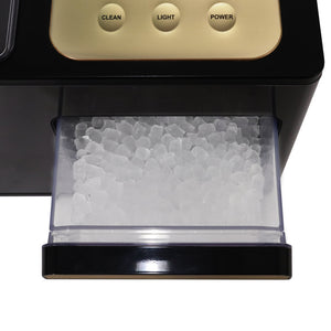 Whynter IBX-388BG Ice maker with a clear container filled with ice cubes on a white background