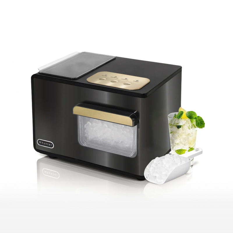Whynter IBX-388BG 14.5 in. 40 lbs Nugget Ice Maker Chewable SonicSno Countertop Compact Ice Maker in Black Stainless Steel and Gold