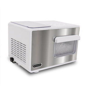 IBX-388WS White and silver ice cream maker with a clear container on a white background