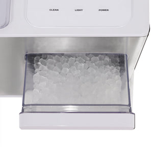IBX-388WS Ice machine with a container of ice cubes on a white background