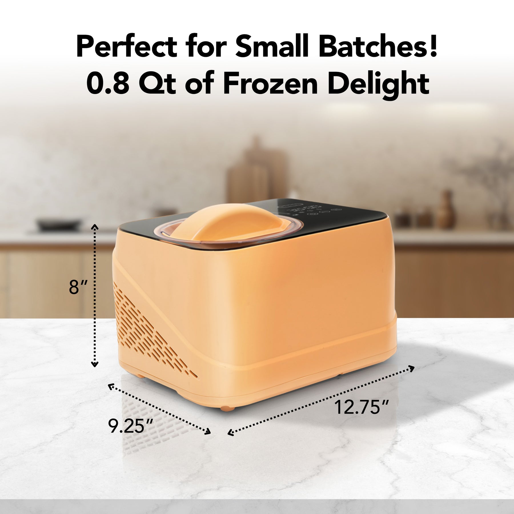 Whynter ICM-080-HP compact 0.8 Qt compressor ice cream maker in Honey Peach with LCD timer