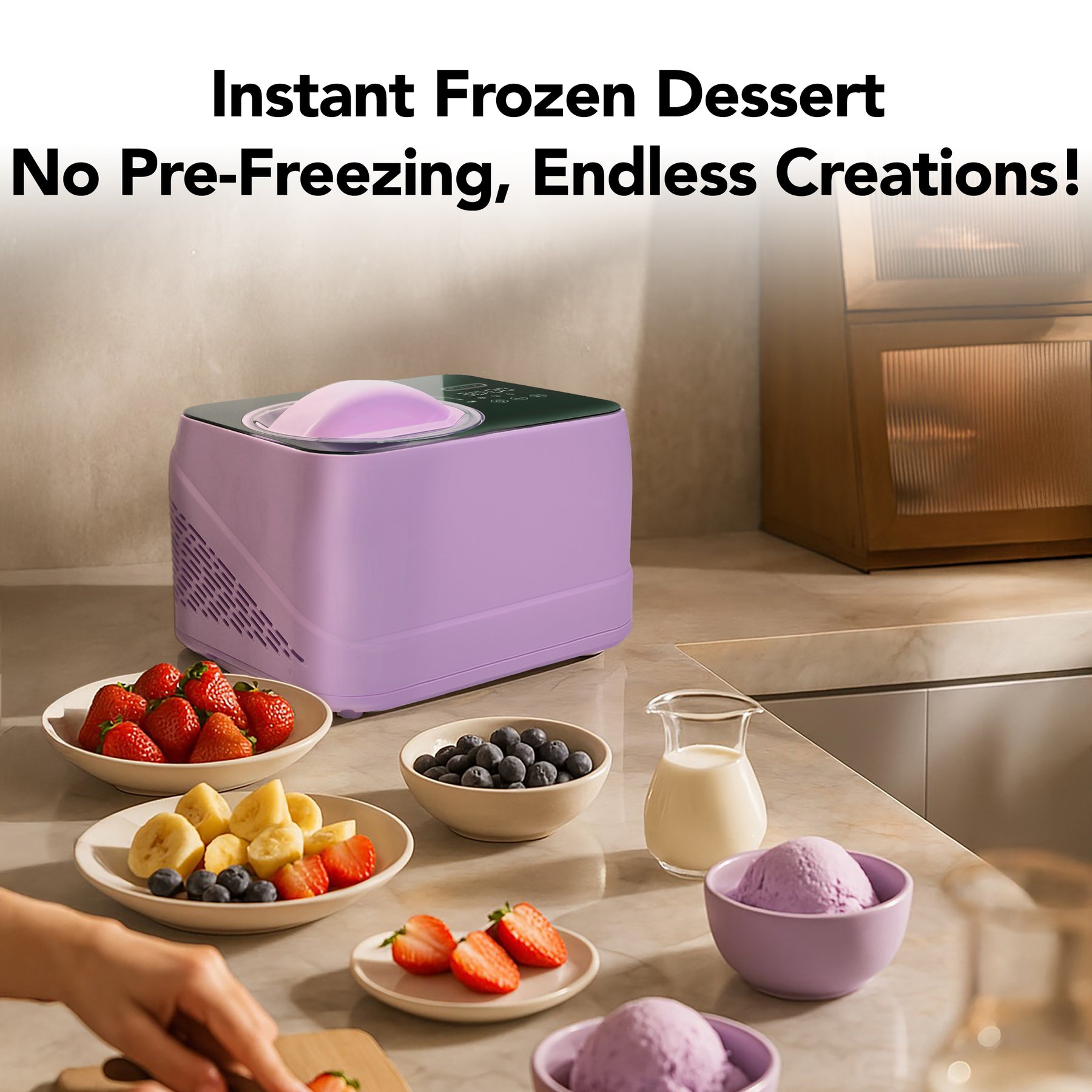 Whynter ICM-080-LH compact 0.8 Qt compressor ice cream maker in Lilac Haze with LCD timer