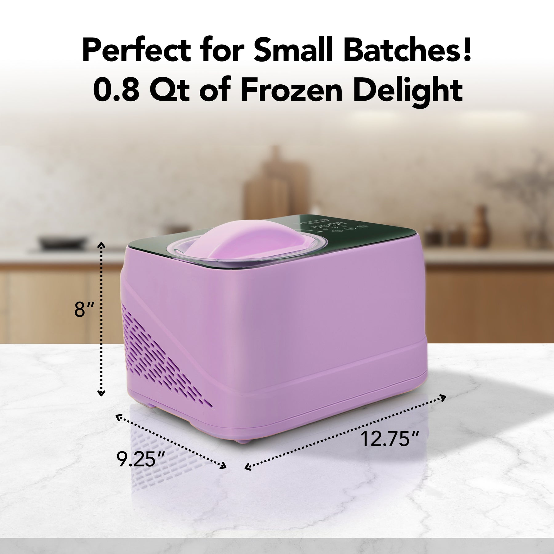 Whynter ICM-080-LH compact 0.8 Qt compressor ice cream maker in Lilac Haze with LCD timer
