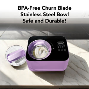 Whynter ICM-080-LH compact 0.8 Qt compressor ice cream maker in Lilac Haze with LCD timer
