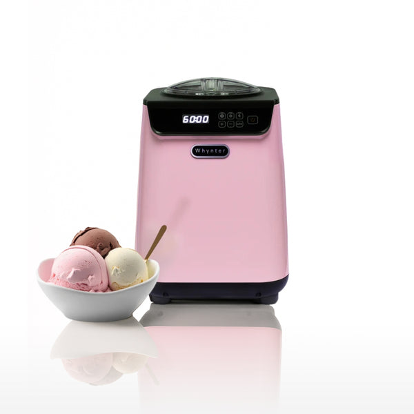 Whynter ICM-128BPS 1.28 qt. Automatic Ice Cream Maker Compressor Upright w/ Stainless Steel Bowl & Built-in Timer - Black Pink