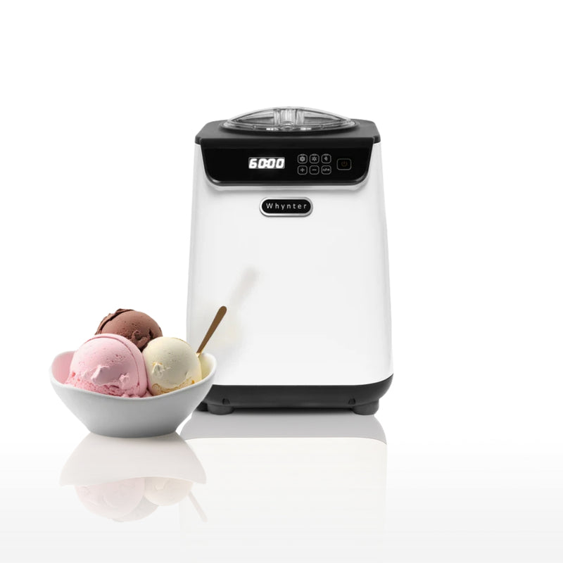 Whynter ICM-128WS 1.28 qt. Automatic Ice Cream Maker Compressor Upright w/ Stainless Steel Bowl & Built-in Timer - Black White