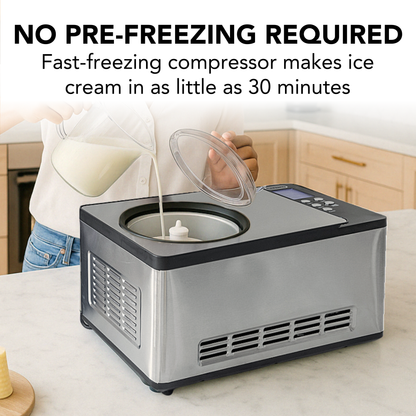 Whynter ICM‑200LS 2.1 Qt Upright Automatic Compressor Ice Cream Maker – Stainless Steel