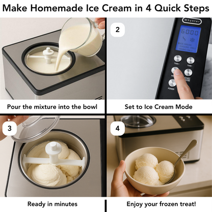 Whynter ICM‑200LS 2.1 Qt Upright Automatic Compressor Ice Cream Maker – Stainless Steel