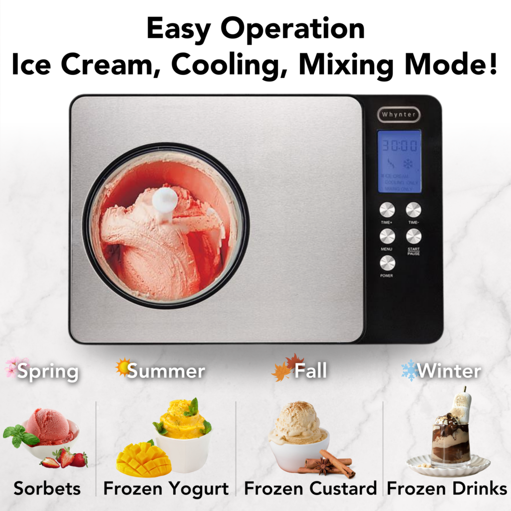 Whynter ICM‑200LS 2.1 Qt Upright Automatic Compressor Ice Cream Maker – Stainless Steel