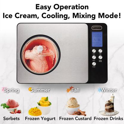 Whynter ICM‑200LS 2.1 Qt Upright Automatic Compressor Ice Cream Maker – Stainless Steel