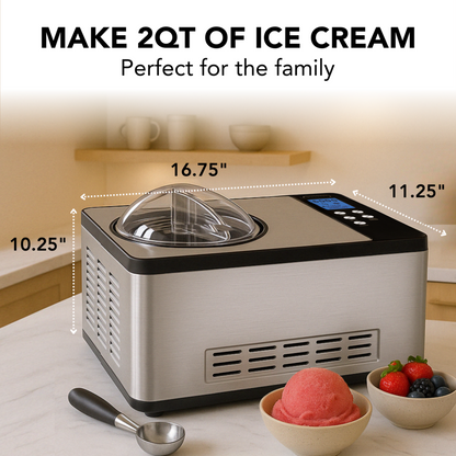 Whynter ICM‑200LS 2.1 Qt Upright Automatic Compressor Ice Cream Maker – Stainless Steel