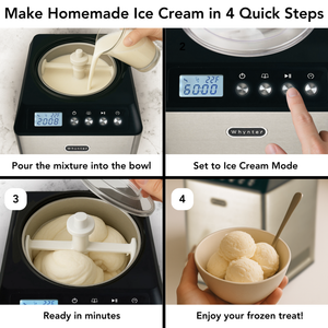 Step-by-step guide to making homemade ice cream using a Whynter ice cream maker.