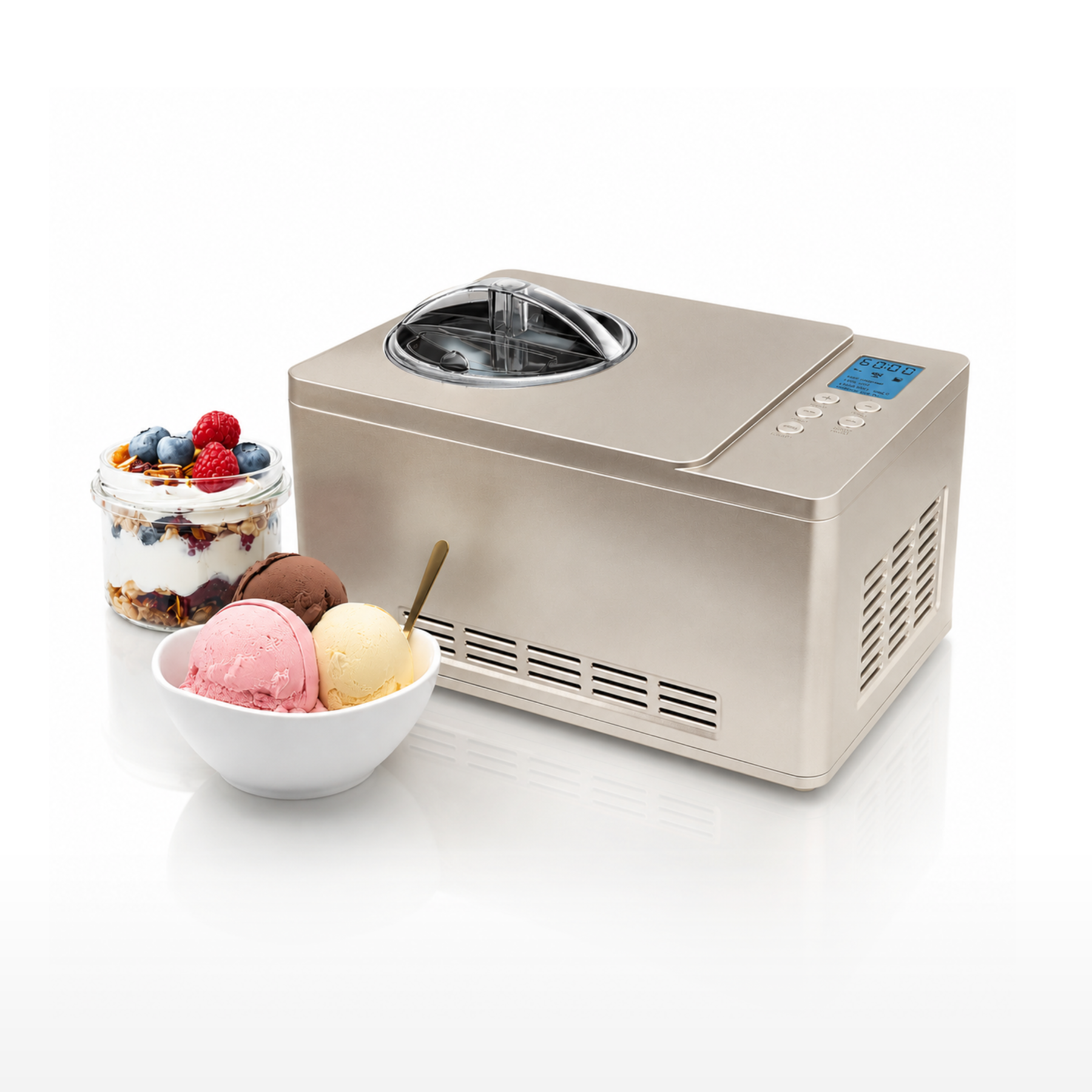 Whynter 2.1 Quart Automatic Ice Cream & Yogurt Maker with Built-In Compressor | ICM-220CGY