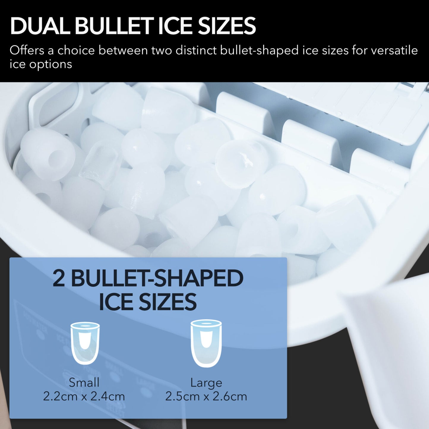 Whynter IMC‑270MB 9.5 in. 27 lbs. Portable Countertop Ice Maker Bullet Ice Machine with 2.2L Reservoir and 1.5 lb. Bin in Metallic Black