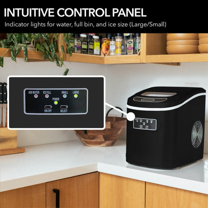 Whynter IMC‑270MB 9.5 in. 27 lbs. Portable Countertop Ice Maker Bullet Ice Machine with 2.2L Reservoir and 1.5 lb. Bin in Metallic Black