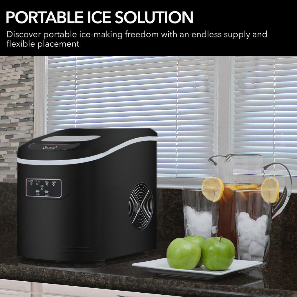 Whynter IMC‑270MB 9.5 in. 27 lbs. Portable Countertop Ice Maker Bullet Ice Machine with 2.2L Reservoir and 1.5 lb. Bin in Metallic Black