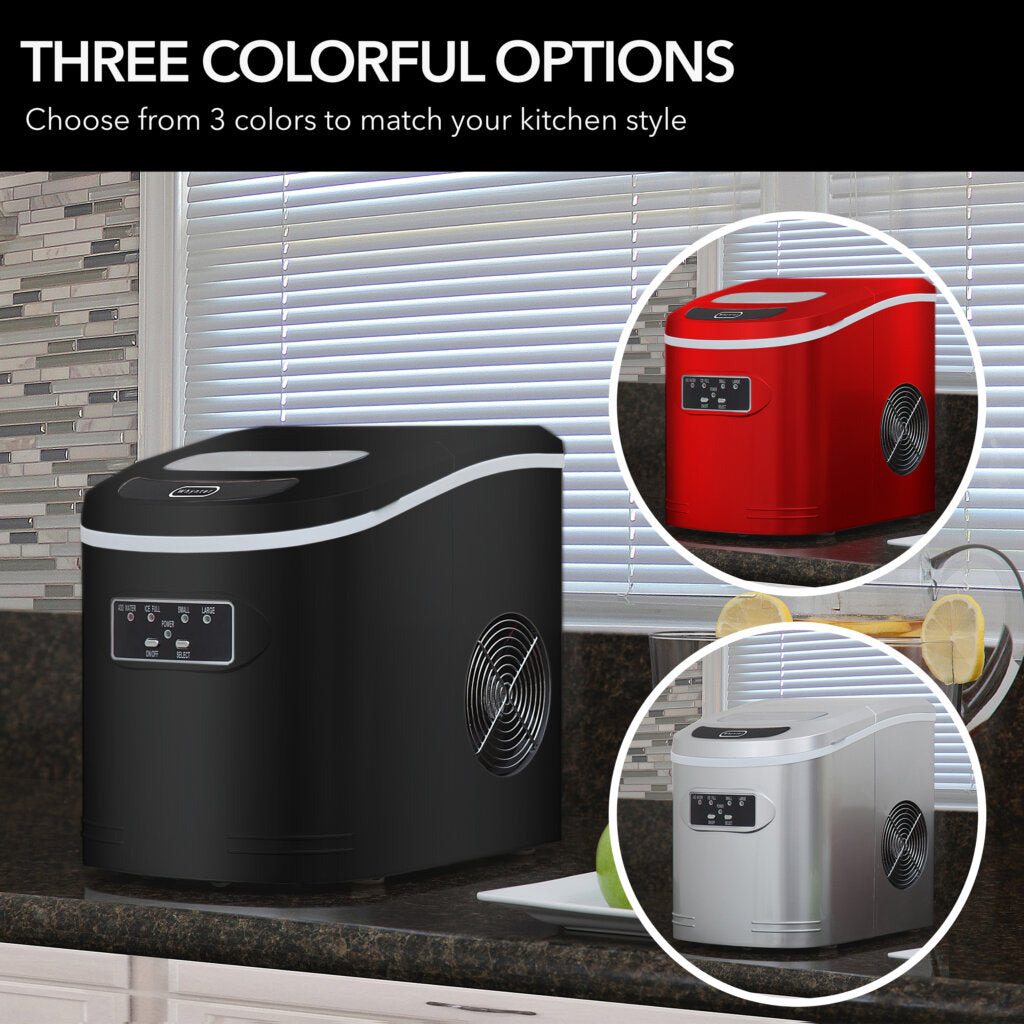 Whynter IMC‑270MB 9.5 in. 27 lbs. Portable Countertop Ice Maker Bullet Ice Machine with 2.2L Reservoir and 1.5 lb. Bin in Metallic Black