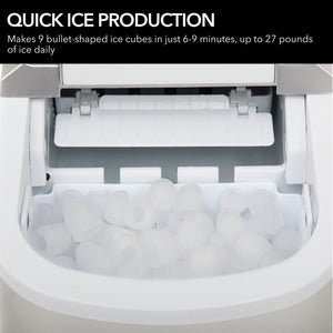 Whynter 27 Lb Countertop Ice Maker, Silver | IMC-270MS