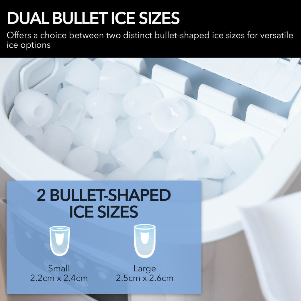 Whynter IMC‑270MS 9.5 in. 27 lbs. Portable Countertop Ice Maker Bullet Ice Machine with 2.2L Reservoir and 1.5 lb. Bin in Metallic Silver