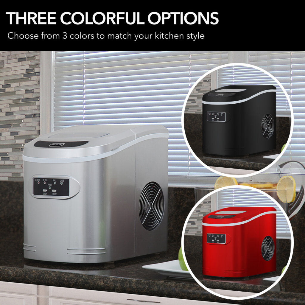 Whynter IMC‑270MS 9.5 in. 27 lbs. Portable Countertop Ice Maker Bullet Ice Machine with 2.2L Reservoir and 1.5 lb. Bin in Metallic Silver