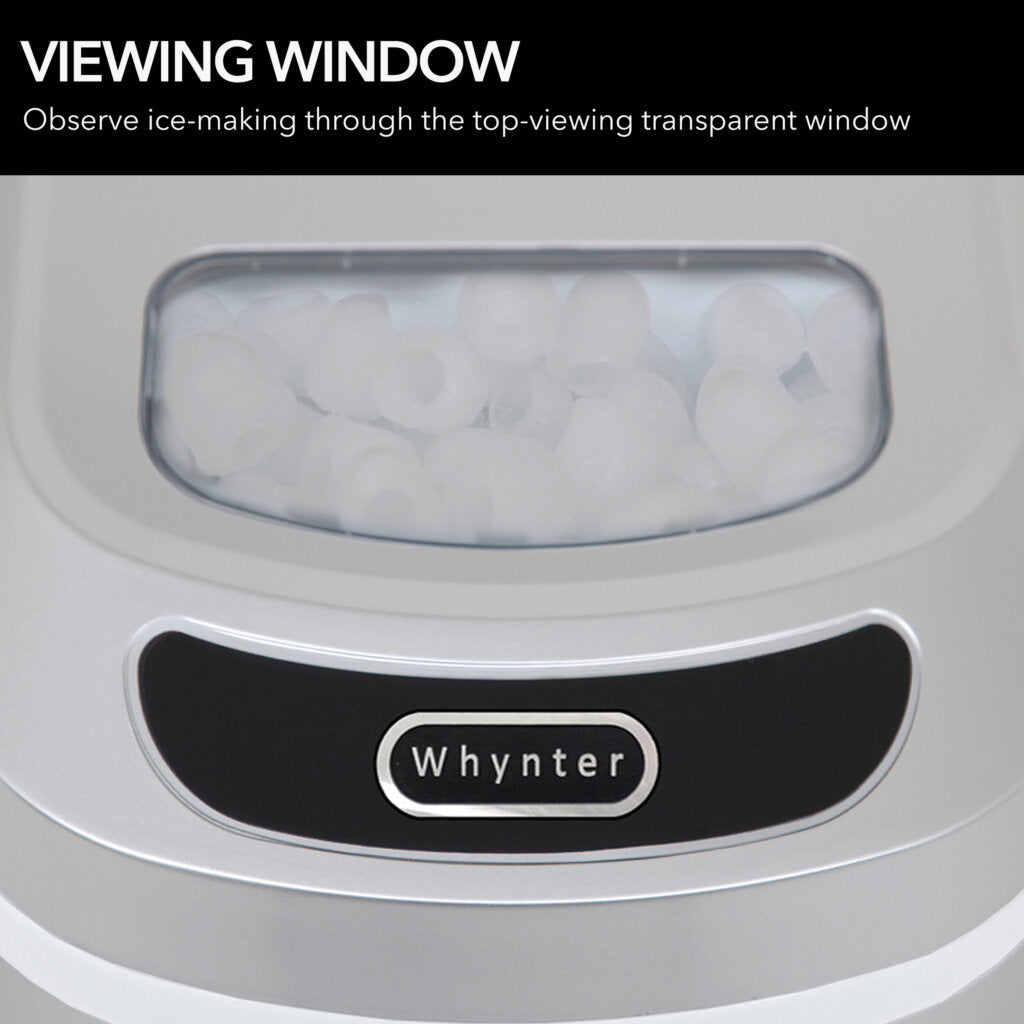 Whynter IMC‑270MS 9.5 in. 27 lbs. Portable Countertop Ice Maker Bullet Ice Machine with 2.2L Reservoir and 1.5 lb. Bin in Metallic Silver
