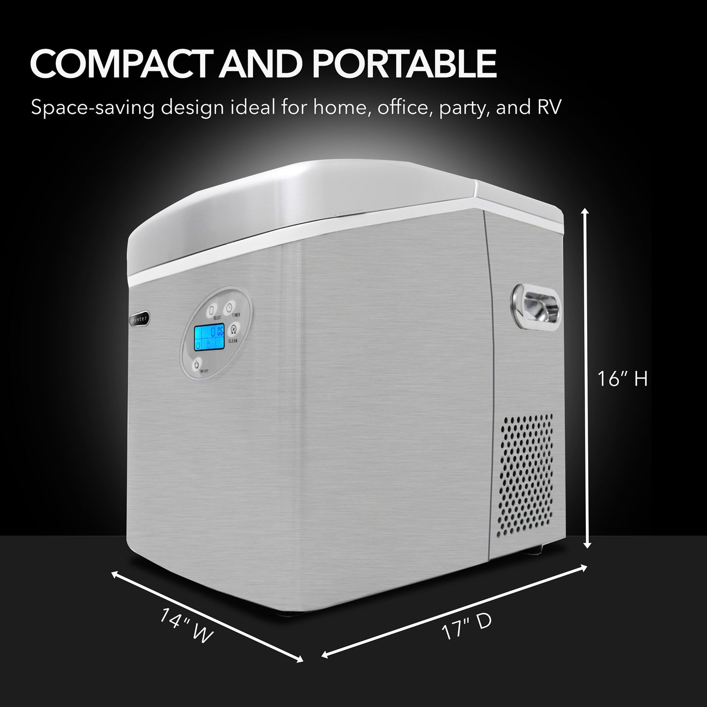 Whynter IMC-490SS Portable Countertop Ice Maker – 49 lb Daily Capacity, Stainless Steel, No Plumbing Required