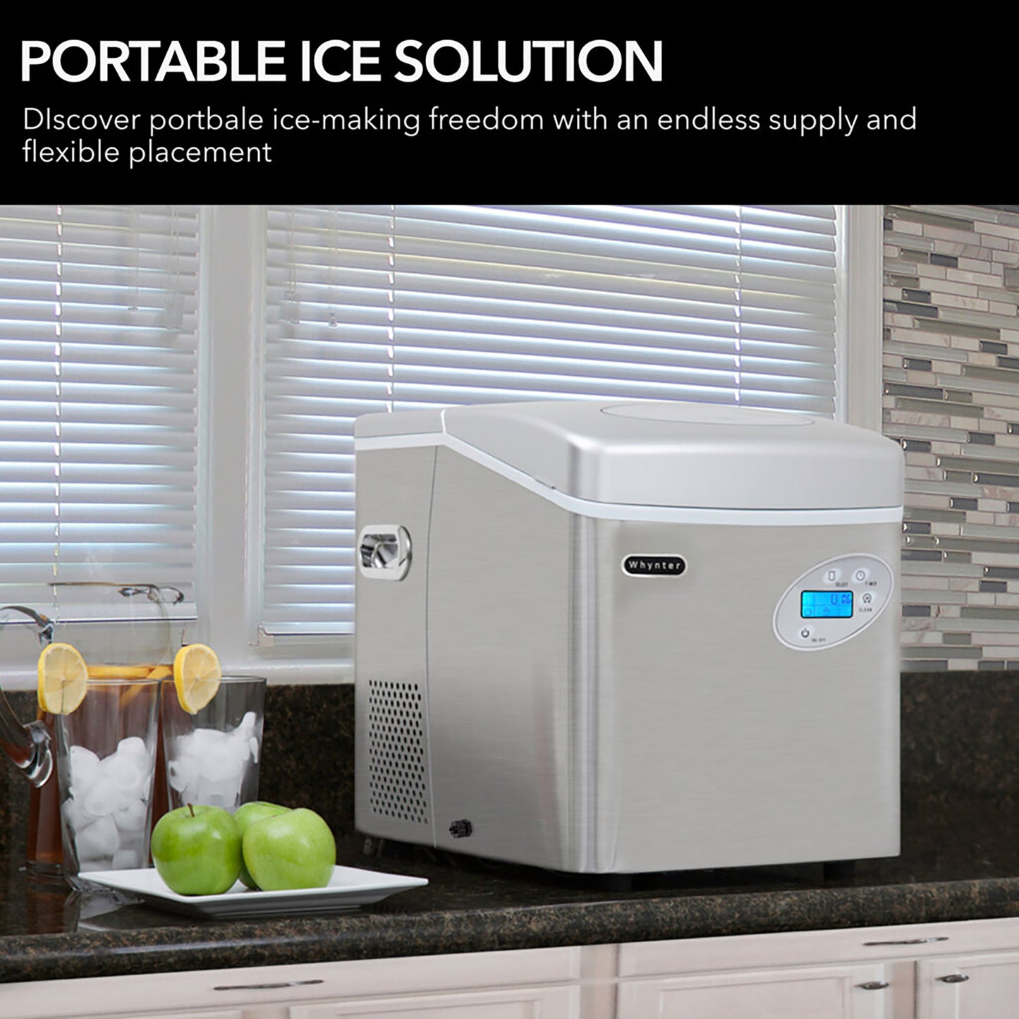 Whynter IMC-490SS Portable Countertop Ice Maker – 49 lb Daily Capacity, Stainless Steel, No Plumbing Required
