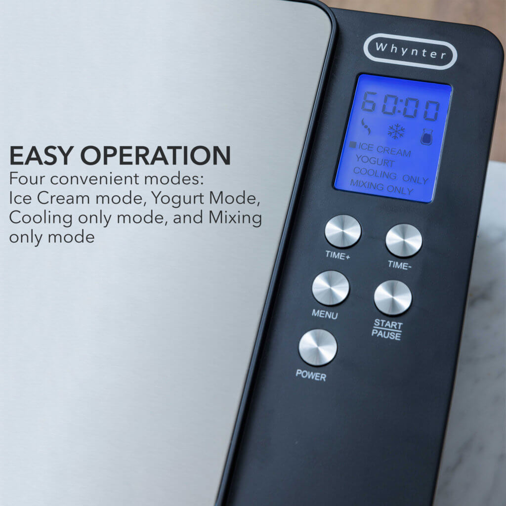 Whynter ICM-220SSY 2 Quart Automatic Compressor Ice Cream Maker & Yogurt Incubator Stainless Steel Finish