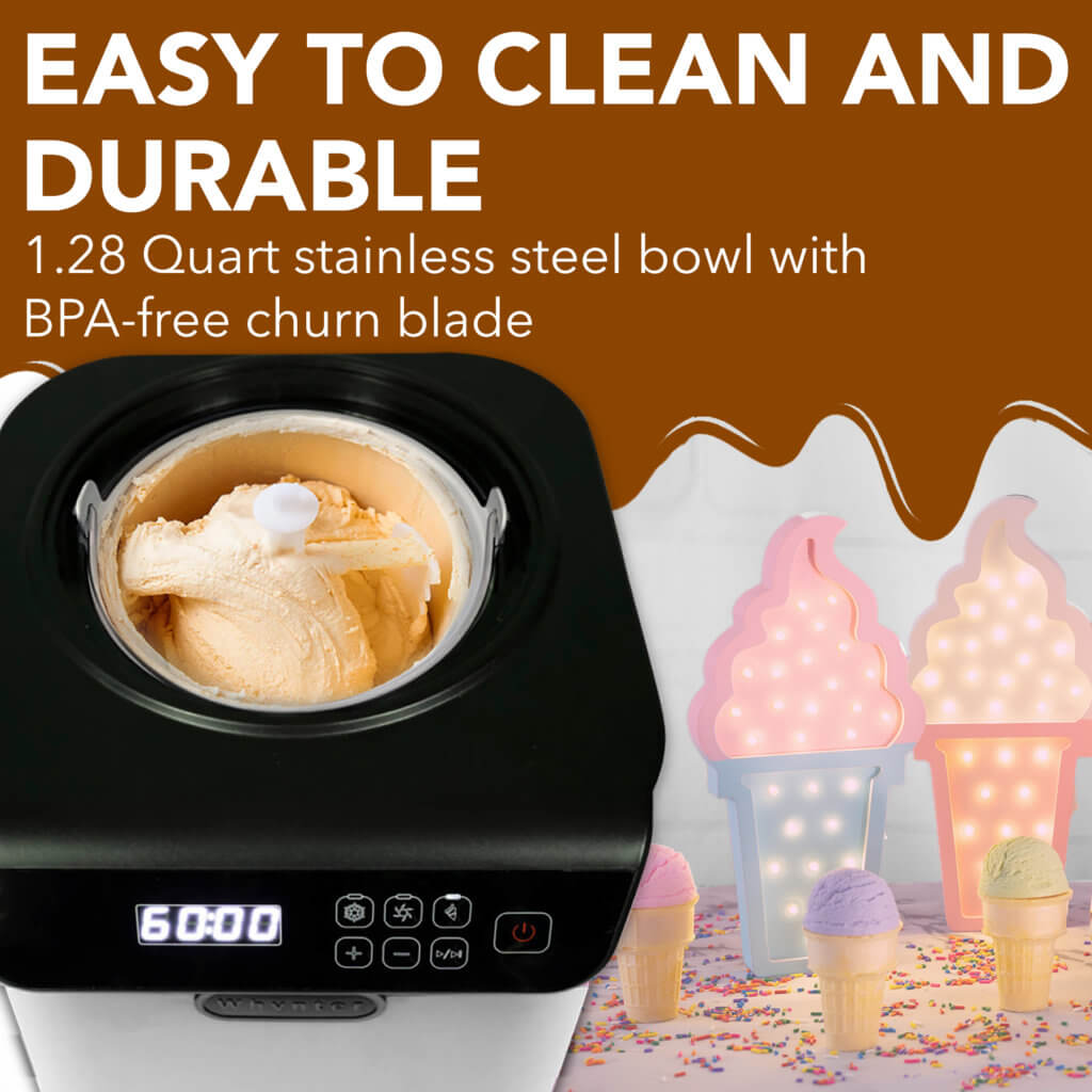 Whynter 1.28 Quart Automatic Ice Cream Maker with Built-In Compressor | ICM-128WS