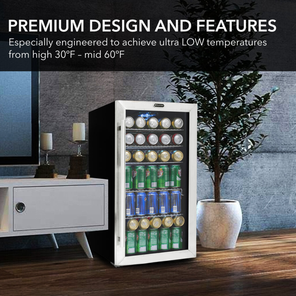 Whynter 127-Can Beverage Fridge, Stainless | BR-130SB