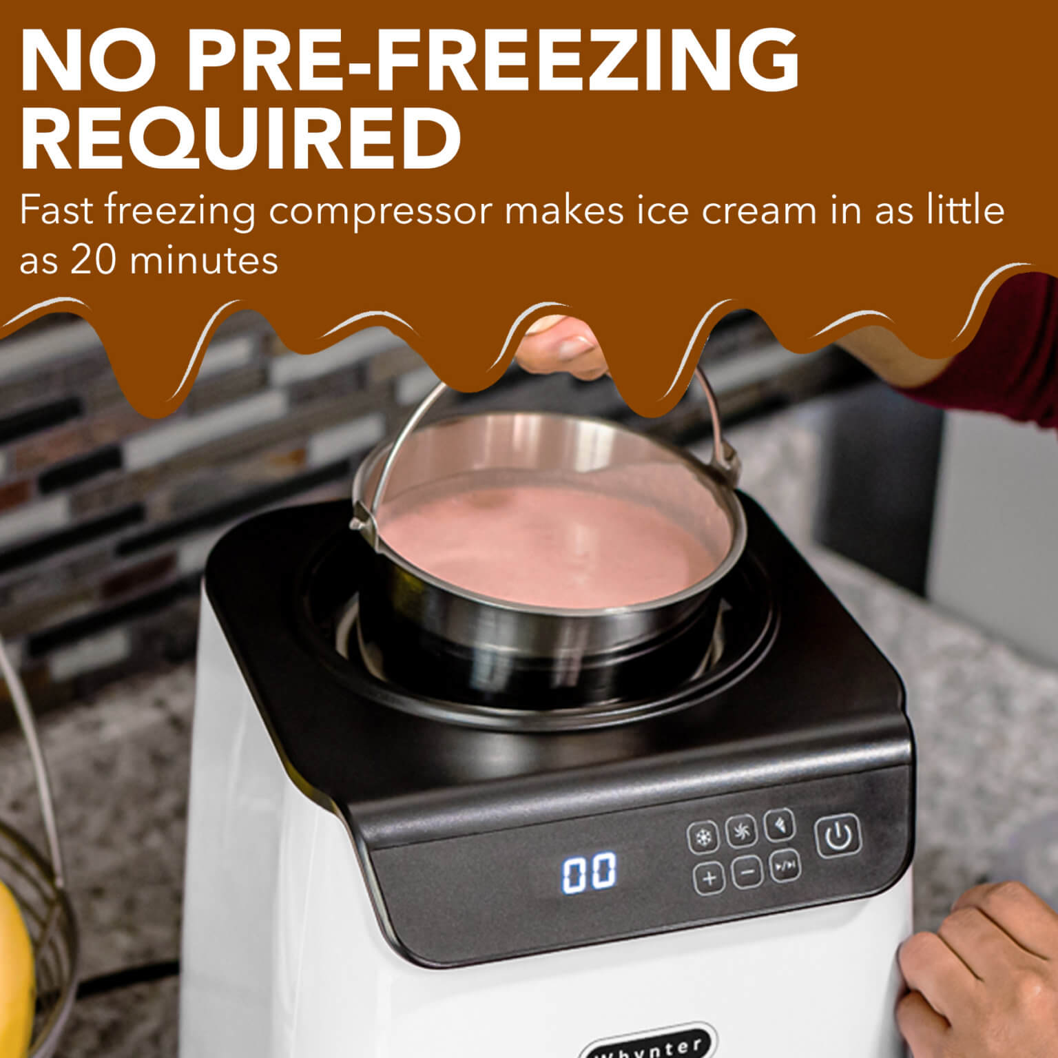 Whynter 1.28 Quart Automatic Ice Cream Maker with Built-In Compressor | ICM-128WS
