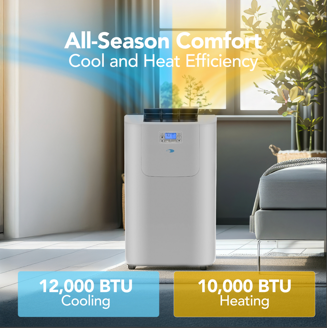 Whynter 12,000 BTU Dual Hose Portable Air Conditioner, Heater, Dehumidifier & Fan | ARC-122DHP