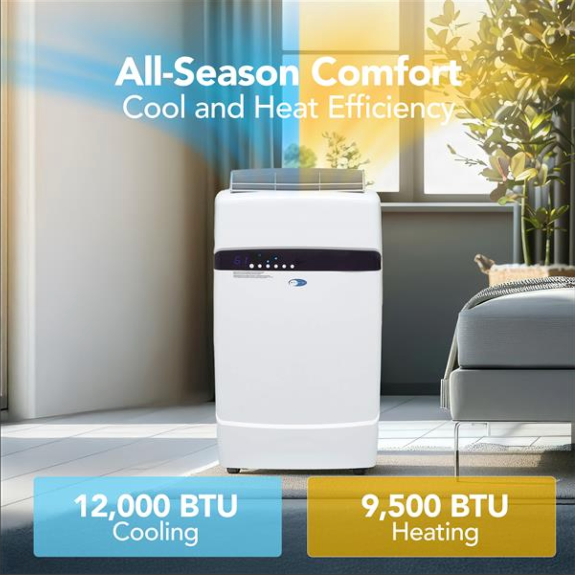 Whynter 12,000 BTU Dual Hose Portable Air Conditioner with Heater, Dehumidifier & Fan  | ARC-12SDH